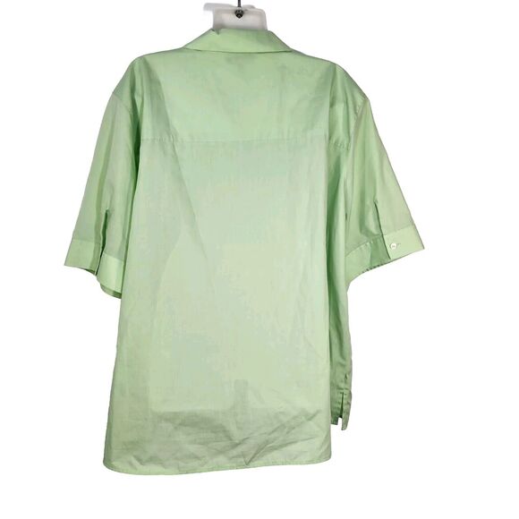 Foxcroft Womens Shirt Size 20W Green Wrinkle Free Shaped Fit Button Short Sleeve - Picture 2 of 11